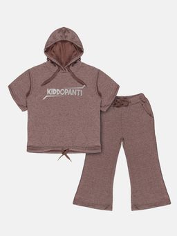 KiddoPanti - Girls Hooded Sweatshirt - Flared Pants Coordinate (Set of 2)