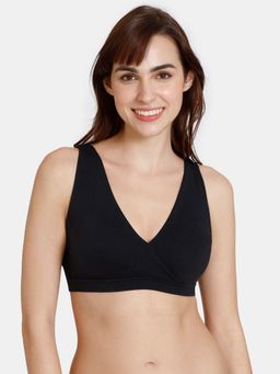 Zivame - Maternity Double Layered Non Wired 3-4th Coverage Nursing Bra - Black