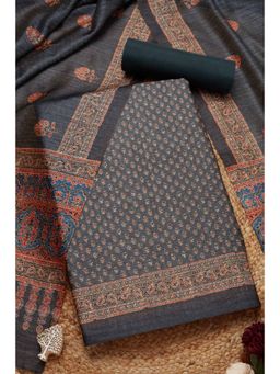 Soch - Women's Grey Chanderi Ethnic Motifs Unstitch Dress Material (Set of 3)