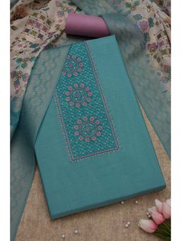 Soch - Women's Powder Blue Rayon Embroidered Unstiched Dress Material (Set of 3)