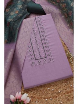 Soch - Women's Lavender Rayon Embroidered Unstitch Dress Material (Set of 3)