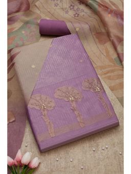 Soch - Women's Lavender Tissue Zari Woven Unstiched Dress Material with Zardozi (Set of 3)