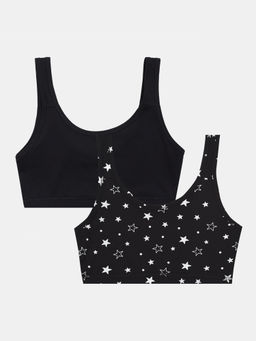 Sillysally - Girls Black Non Padded Beginners Bra (Pack of 2)