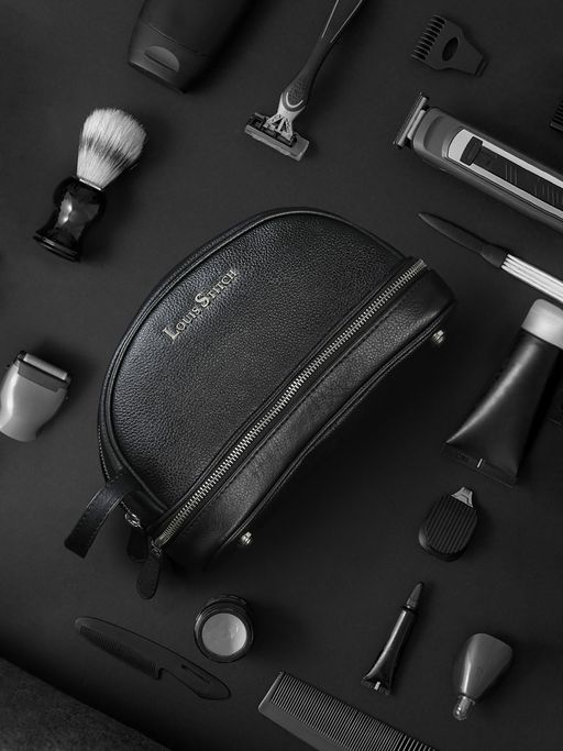 Buy Louis Stitch Mens Jet Black Italian Milled Leather Toiletry