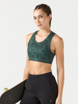 Technosport - Women Green Printed Sports Bra