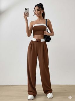 Trenbee - Brown Blended Relaxed Casual Co Ord Set