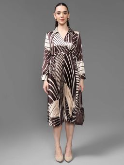 Kazo - Polyester A-Line Casual Dress with Belt