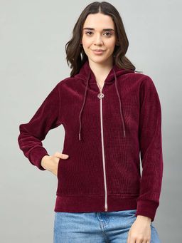Duke - Wine Cotton Fleece Regular Casual Hoodie