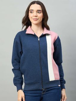 Duke - Blue Cotton Fleece Regular Casual Jacket