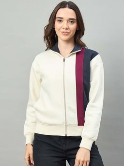 Duke - White Cotton Fleece Regular Casual Jacket