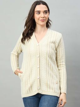Duke - Off White Acrylic Blend Regular Casual Cardigan