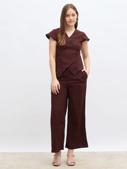 Styli - Women Brown Self Design Co-Ord (Set of 2)