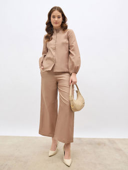 Styli - Women Solid Beige Co-Ord (Set of 2)