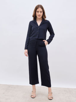 Styli - Women Solid Navy Blue Co-Ord (Set of 2)