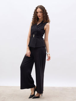 Styli - Women Solid Black Co-Ord (Set of 3)