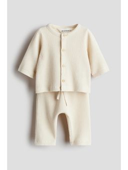 H&M - Kids Beige 2-Piece Waffled Cotton Set