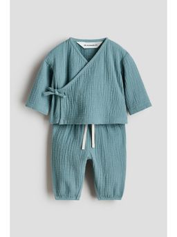 H&M - Girls Turquoise 2-Piece Cotton Muslin Set