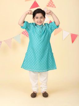 Fabindia - Blue Cotton Silk Blend Long Kurta