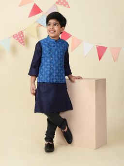 Fabindia - Blue Viscose Blend Hand Block Printed Kurta