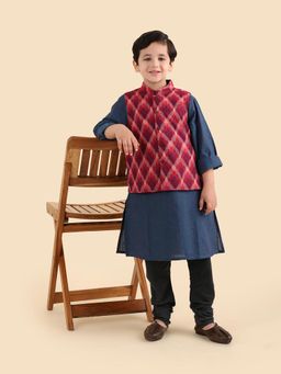 Fabindia - Boys Woven Design Cotton Nehru Jacket