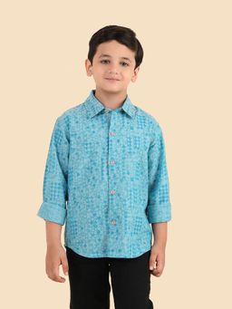 Fabindia - Blue Cotton Hand Block Printed Shirt