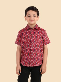 Fabindia - Red Cotton Ikat Shirt