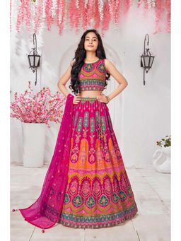 Lagorii - Embroidered Lehenga Choli With Dupatta- Pink