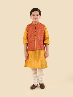 Fabindia - Yellow Cotton Hand Block Printed Kurta