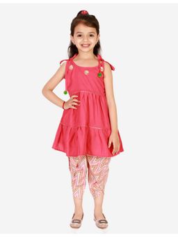 Superminis - Cotton Sleeveless Kurti With Dhoti Pink