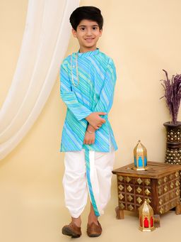 Superminis - Boys Cotton Printted Kurta & Dhoti Green