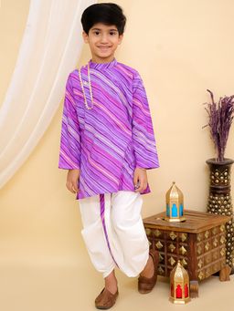 Superminis - Boys Cotton Printted Kurta & Dhoti Purple