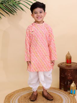 Superminis - Boys Cotton Printted Kurta With Dhoti Pink