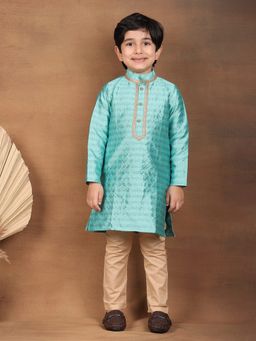 Superminis - Boys Cotton Printed Kurta With Pyjama Blue
