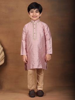 Superminis - Boys Cotton Printed Kurta With Pyjama Pink