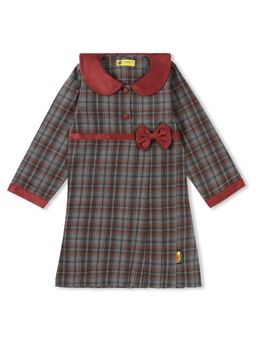 Avokiddos - Girls Bow Belt Check Dress