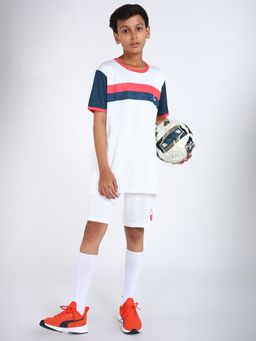 UMILDO - Umido Kids Football Activewears Red Blue Stripe Dry-Fit Sports T-Shirt Shorts