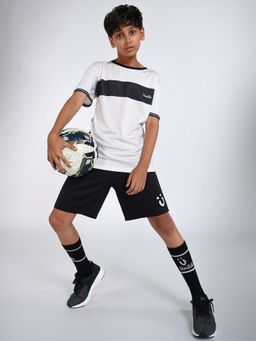 UMILDO - Umido Kids Football Activewears Beige Black Dry-Fit Sports T-Shirt Shorts