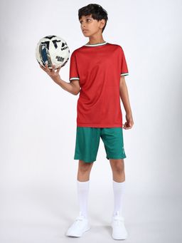 UMILDO - Umido Kids Football Activewears Red Green Sports T-Shirt Shorts