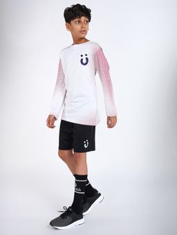 UMILDO - Boys Ombre Dry-Fit Sports T-Shirt With Knee Length Active Shorts Red