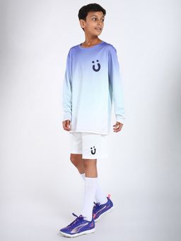 UMILDO - Boys Ombre Dry-Fit Sports T-Shirt With Knee Length Active Shorts Blue