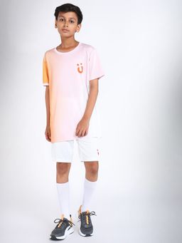 UMILDO - Boys Ombre Dry-Fit Sports T-Shirt With Knee Length Active Shorts Orange