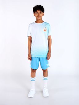 UMILDO - Boys Ombre Dry-Fit Sports T-Shirt With Knee Length Active Shorts Blue