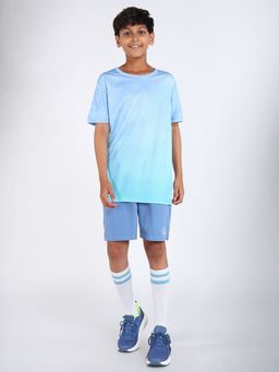 UMILDO - Boys Ombre Dry-Fit Sports T-Shirt With Knee Length Active Shorts Aqua