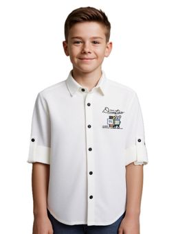 CHARCHIT - Boys Full Sleeves Graphic Printed Shirt White