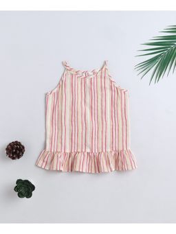 The Magic Wand - Cotton Woven Incut Stripe Printed Top Multi-Color