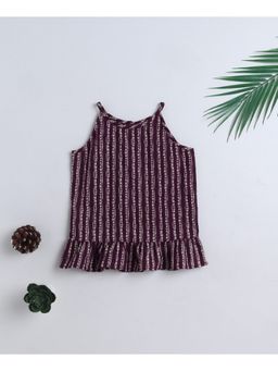 The Magic Wand - Cotton Woven Incut Stripe Printed Top Purple