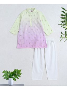 The Magic Wand - Woven Full Sleeves Foil Printed Kurta And Pyjama- Yellow