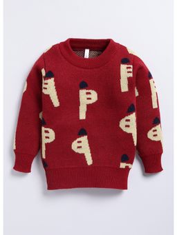 Toonyport - Woollen Printed Sweater Maroon