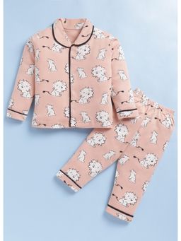 Toonyport - Kids Cotton Printed Night Suit Beige