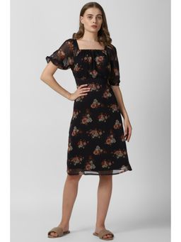 Van Heusen - Women Black Print Knee Length Casual Dress